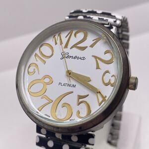 Geneva Platinum Womens Stretch Band Quartz Watch New Battery